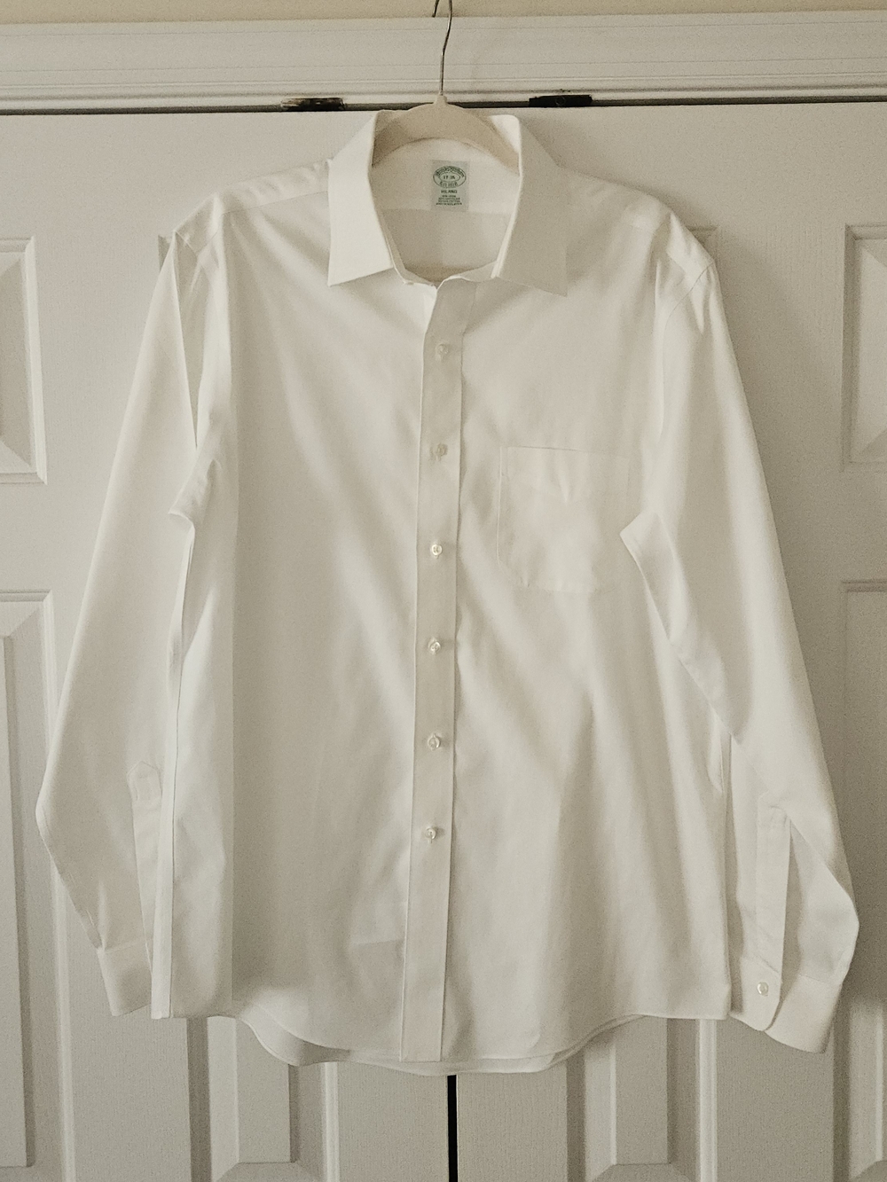 Brooks Brothers Milano Non-Iron White Solid 100% Supima Cotton Dress Shirt 17 36